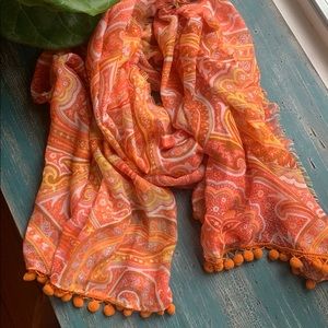 Spring Scarf/Wrap with Pom Pom trim 🦋 3/$25